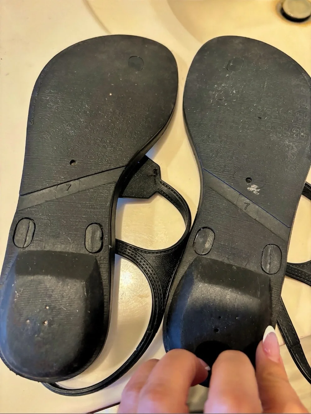 American Eagle Outfitters Black Jeweled T-Strap Sandals
